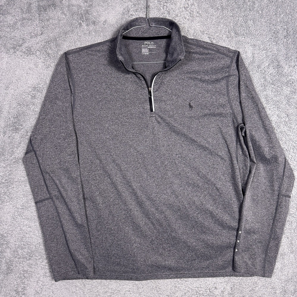 Ralph Lauren Performance 1/4 Zip Men L USA Flag Heather Pullover Wicking Stretch